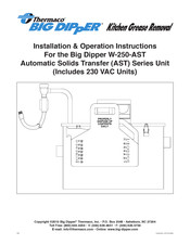 Thermaco Big Dipper W-250-AST Installation & Operation Instructions