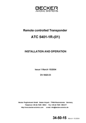 Becker ATC 5401-1R-01 Installation & Operation Manual