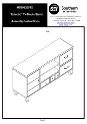 Southern Enterprises Eclectic MS999200TX Assembly Instructions Manual