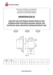 Detandt-Simon BAMEMA150-D Operation And Installation Manual