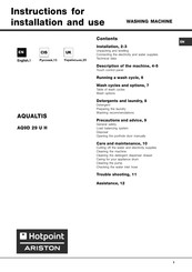 Hotpoint Ariston AQ9D 29 U H Instructions For Installation And Use Manual