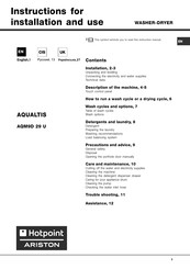 Hotpoint Ariston AQUALTIS AQM9D 29 U Instructions For Installation And Use Manual