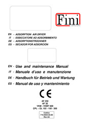 Fini OL 102 Use And Maintenance Manual