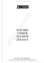 Zanussi ZCE 600 W Instruction Booklet