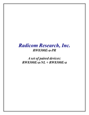 Radicom Research RW8300E-a-PR Quick Start Manual