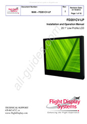 Flight Display Systems FD201CV-LP VER HD Installation And Operation Manual