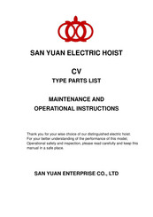 SAN YUAN CV Maintenance And Operational Instructions