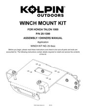 Kolpin 25-1300 Assembly & Owners Manual