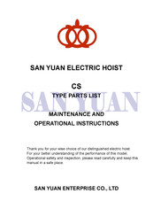 SAN YUAN CS Maintenance And Operational Instructions