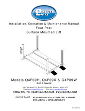 QUALITY LIFTS Q4P09H Installation, Operation & Maintenance Manual