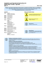 Mayr ROBA-stop-S 856 Installation And Operational Instructions
