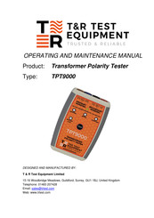 T&R TPT9000 Operating And Maintenance Manual