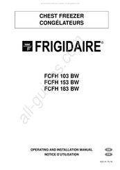 Frigidaire CHEST FREEZER FCFH 183 BW Operating And Installation Manual