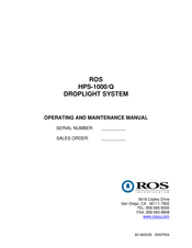 Ros HPS-1000/Q Operating And Maintenance Manual