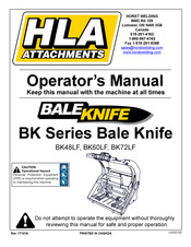 HLA BK72LF Operator's Manual