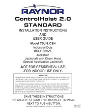 Raynor CSJ Installation Instructions And User Manual
