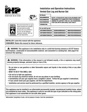 IHP DUALBURNER30N Installation And Operation Instruction Manual