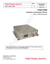 Flight Display Systems FDSDI-HDMI Installation And Operation Manual