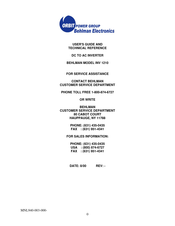 Orbit BEHLMAN INV 1210 User's Manual And Technical Reference Manual