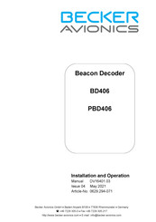 Becker PBD406 Operator's Manual