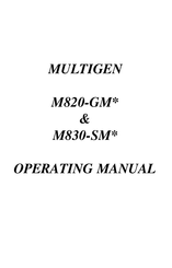 Multitek MULTIGEN M830-SM9 Operating Manual