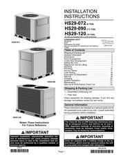 Lennox HS29-120 Installation Instructions Manual
