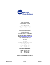Orbit Behlman INV-1200 Series User's Manual And Technical Reference Manual
