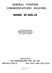 Hammarlund SP-600-JX Instructions Manual