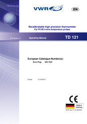 VWR TD 121 Operating Manual