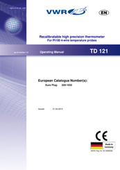 Vwr TD 121 Operating Manual