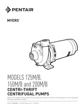 Pentair MYERS CENTRI-THRIFT 125M-3 Manual