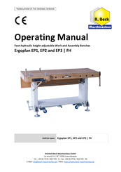 R. Beck Maschinenbau Ergoplan EP3 FH Operating Manual