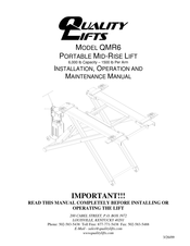 QUALITY LIFTS MID-RISE LIFT Installation, Operation And Maintenance Manual