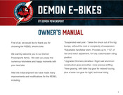 Demon Powersport DEMON E-BIKES THUNDERBOLT Owner's Manual