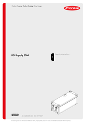 Fronius KD Supply 2500 Operating Instructions Manual