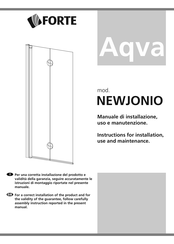 Forte Aqva NEWJONIO Instructions For Installation, Use And Maintenance Manual