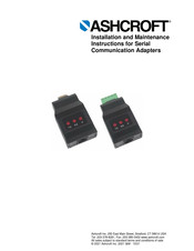 Ashcroft 101B224-09 Installation And Maintenance Instructions Manual