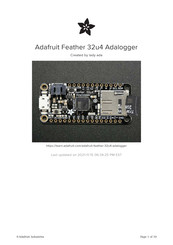 Adafruit Industries Feather 32u4 Adalogger Instructions Manual