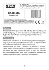 F&F BIS-411-LED Quick Start Manual