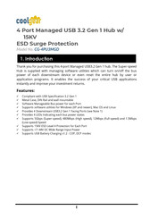 CoolGear CG-4PU3MGD Manual