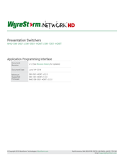Wyrestorm SW-1001-HDBT Manual