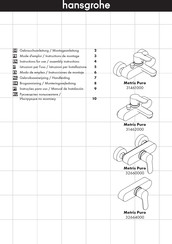 Hans Grohe Metris Puro 31461000 Assembly Instructions Manual