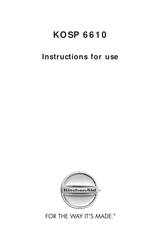 KitchenAid KOSP 6610 Instructions For Use Manual