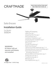 Craftmade Solo Encore SOE54 Installation Manual