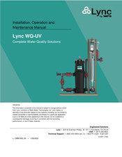 Watts Lync WQ-UV Installation, Operation And Maintenance Manual