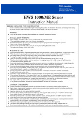 TDK-Lambda HWS 1000/ME Series Instruction Manual
