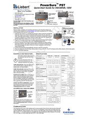 Liebert PowerSure PST Quick Start Manual