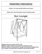 Noble House Home Furnishings Sun Lounger Assembly Instructions Manual