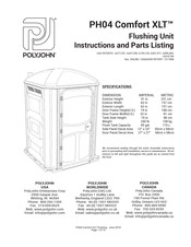 PolyJohn Comfort XLT PH04 Instructions And Parts