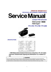 Panasonic PalmSight PV-L850 Service Manual